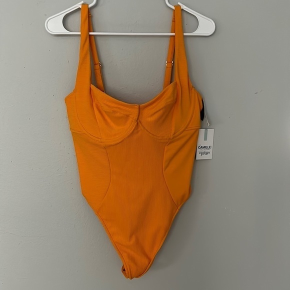 NWT Gold One piece Swimsuit by Camille Kostek Swimsuits for All, women’s L. - Picture 2 of 6